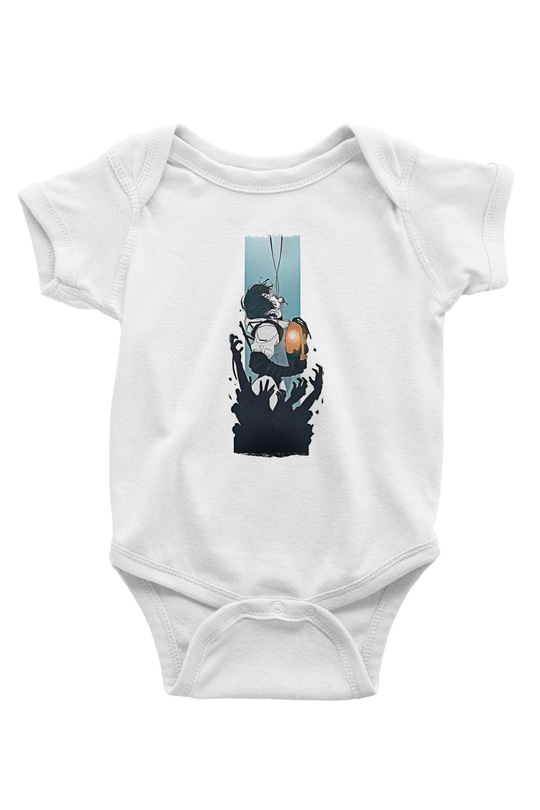 Death Stranding Baskılı Beyaz Unisex Bebek Body - Zıbın