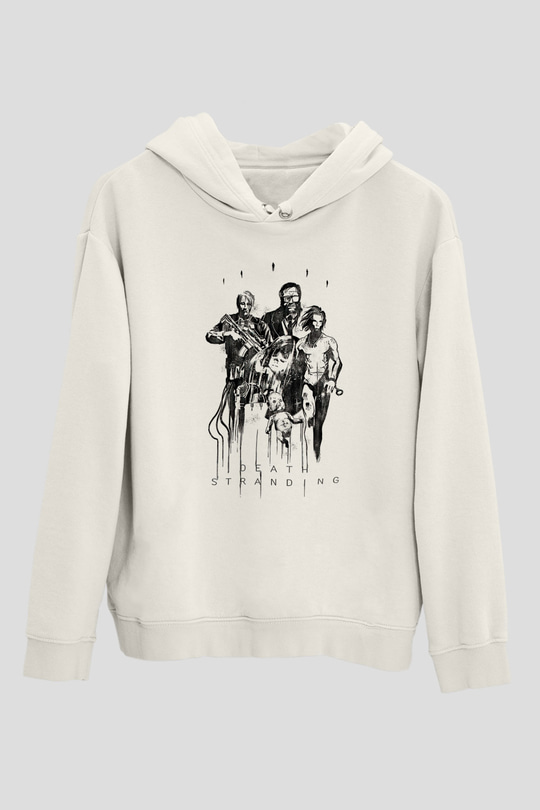 Death Stranding Baskılı Beyaz Unisex Kapüşonlu Sweatshirt