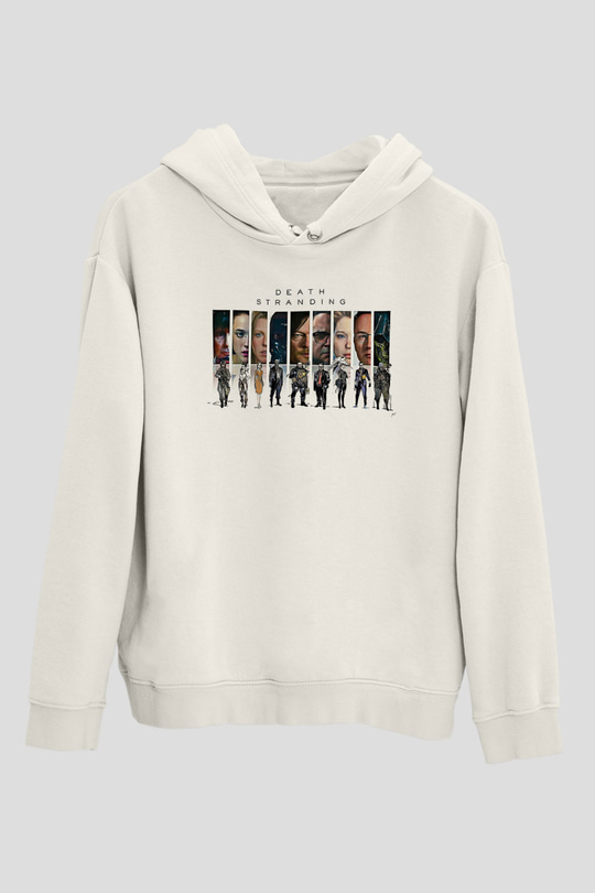 Death Stranding Baskılı Beyaz Unisex Kapüşonlu Sweatshirt