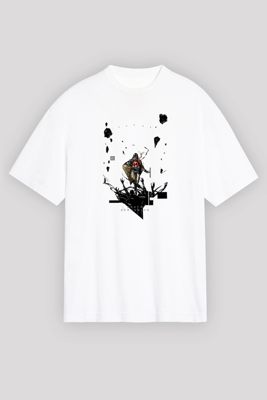 Death Stranding Baskılı Beyaz Unisex Oversize Tişört - Tshirt