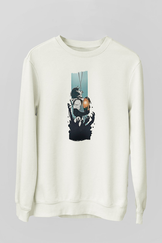 Death Stranding Baskılı Beyaz Unisex Sweatshirt
