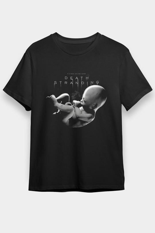 Death Stranding Baskılı Unisex Siyah Tişört - Tshirt
