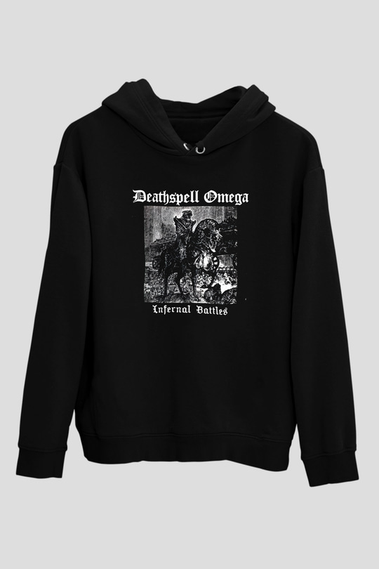 Deathspell Omega Baskılı Unisex Siyah Kapüşonlu Sweatshirt