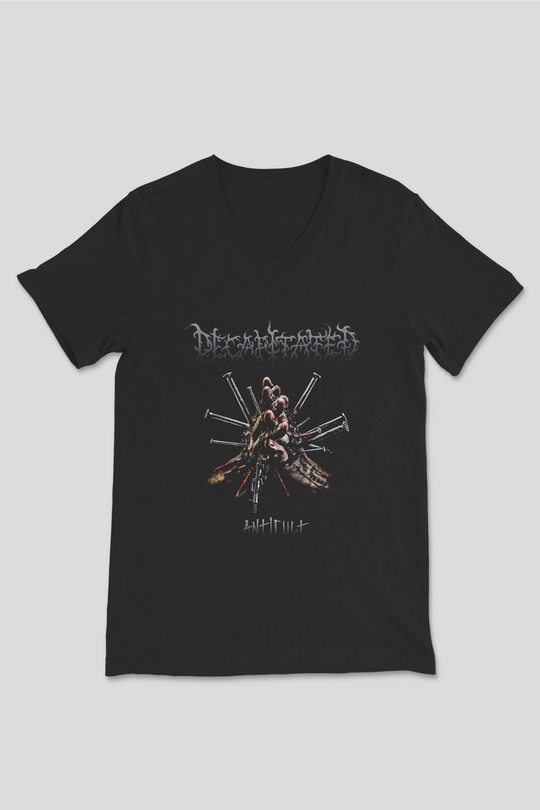 Decapitated Baskılı Unisex Siyah V Yaka Tişört - Tshirt