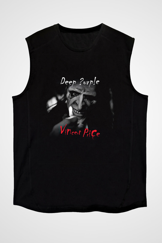 Deep Purple Baskılı Unisex Siyah Kolsuz Tişört