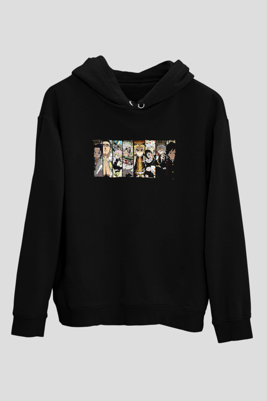 Demon Slayer Baskılı Unisex Siyah Hoodie