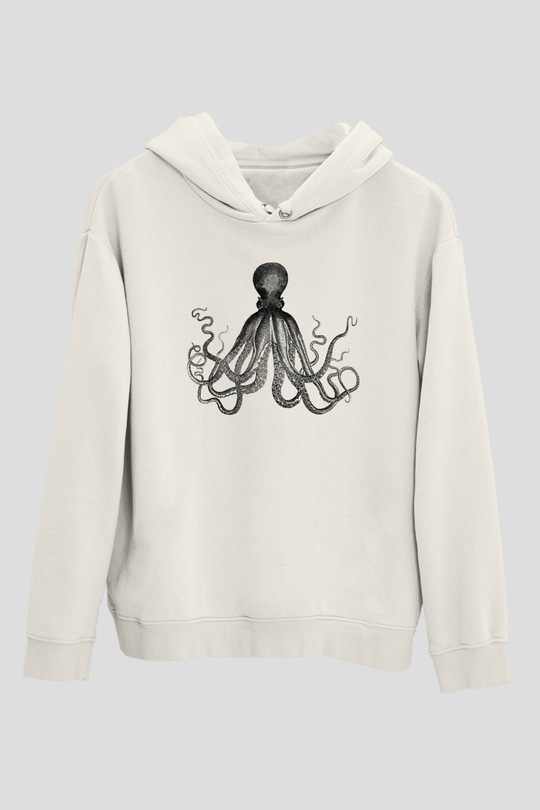 Deniz canlıları Beyaz Unisex Kapşonlu Sweatshirt