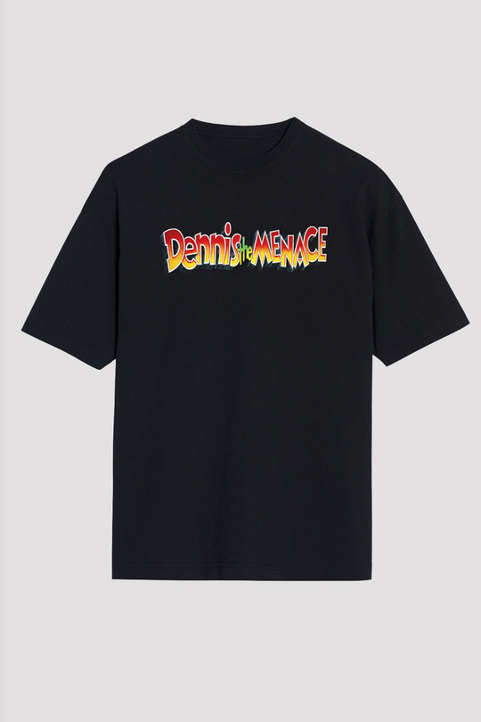 Dennis the Menace Siyah Unisex Oversize Tişört T-Shirt