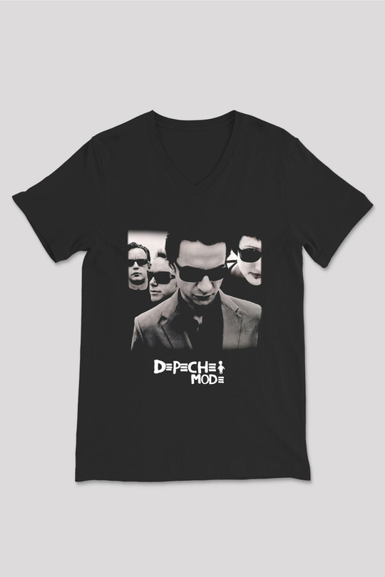Depeche Mode Siyah Unisex V Yaka Tişört T-Shirt