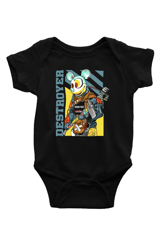 Destroyer BaskılıSiyah  Bebek Body - Zıbın