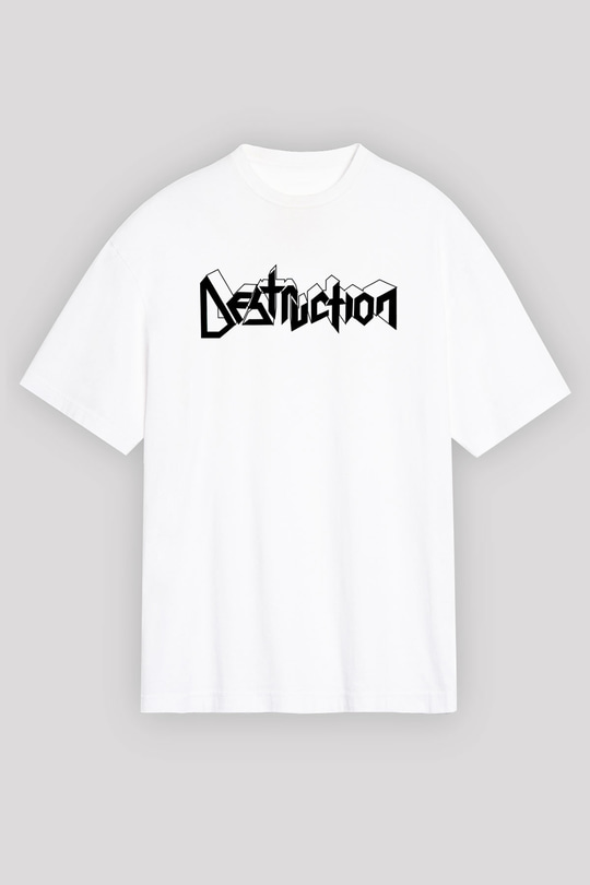 Destruction Beyaz Unisex Oversize Tişört T-Shirt