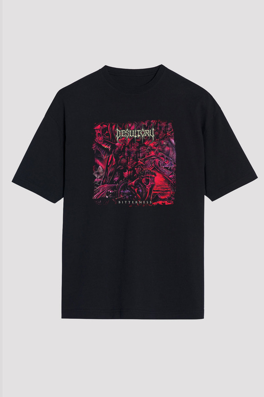 Desultory Baskılı Unisex Siyah Oversize Tişört