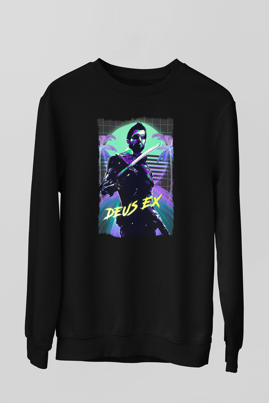 Deus Ex Siyah Unisex Sweatshirt