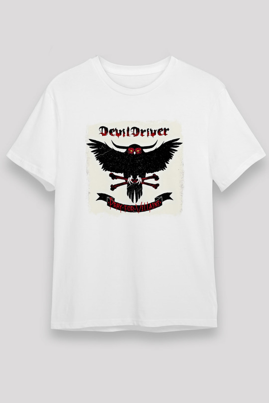 Devil Driver Baskılı Unisex Beyaz Tişört