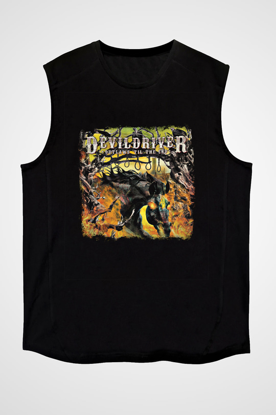 Devil Driver Baskılı Unisex Siyah Kolsuz Tişört