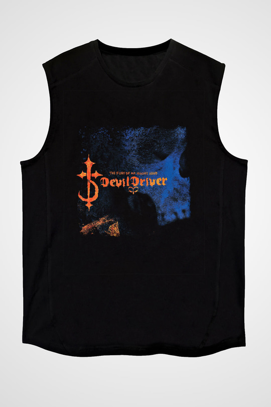 Devil Driver Baskılı Unisex Siyah Kolsuz Tişört