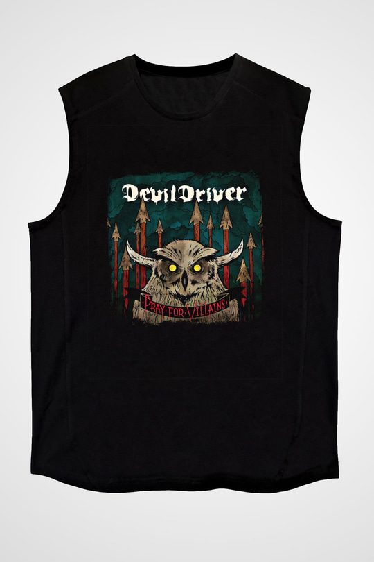 Devil Driver Baskılı Unisex Siyah Kolsuz Tişört