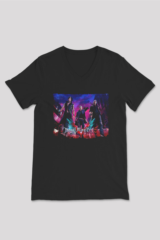 Devil May Cry Siyah Unisex V Yaka Tişört