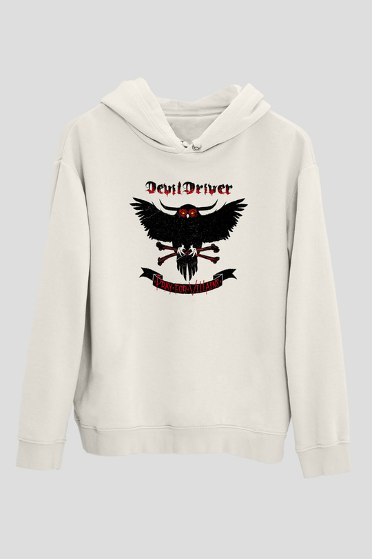 DevilDriver Beyaz Unisex Kapüşonlu Sweatshirt