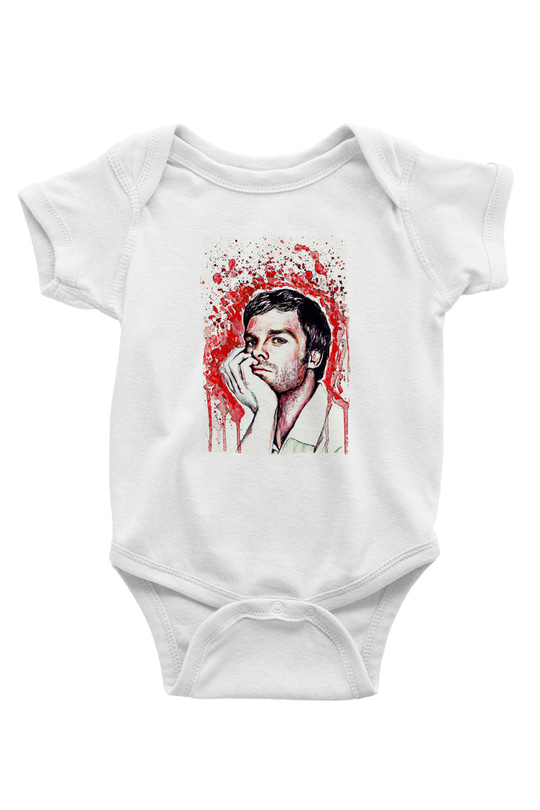 Dexter Baskılı Beyaz Unisex Bebek Body - Zıbın