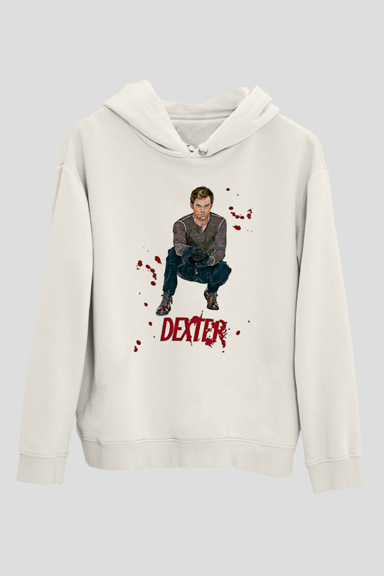 Dexter Baskılı Beyaz Unisex Hoodie