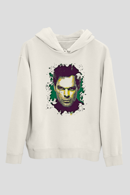 Dexter Baskılı Beyaz Unisex Hoodie