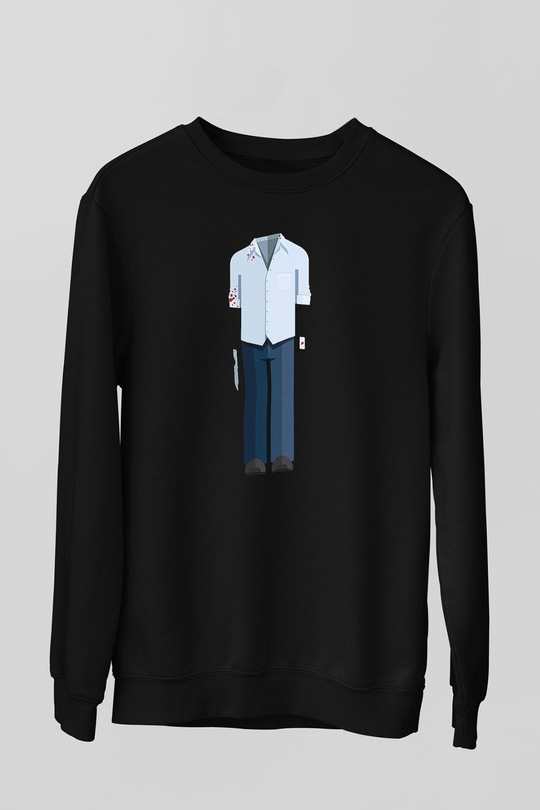 Dexter Baskılı Unisex Siyah Sweatshirt