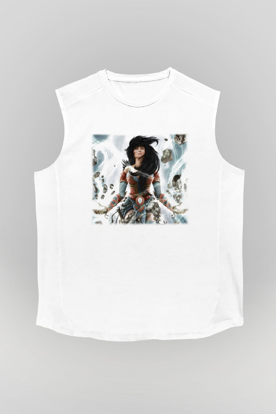 Diablo Beyaz Unisex Kolsuz Tişört