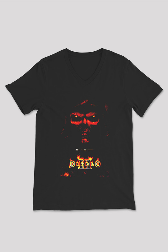 Diablo Siyah Unisex V Yaka Tişört