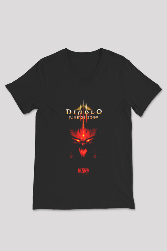 Diablo Siyah Unisex V Yaka Tişört