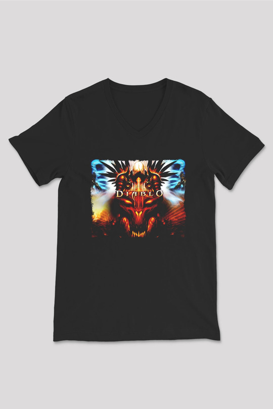 Diablo Siyah Unisex V Yaka Tişört