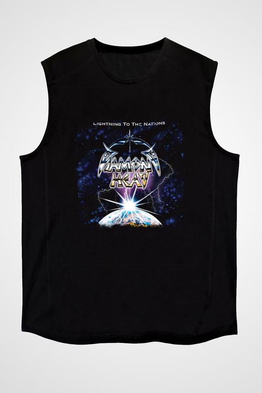 Diamond Head Baskılı Unisex Siyah Kolsuz Tişört