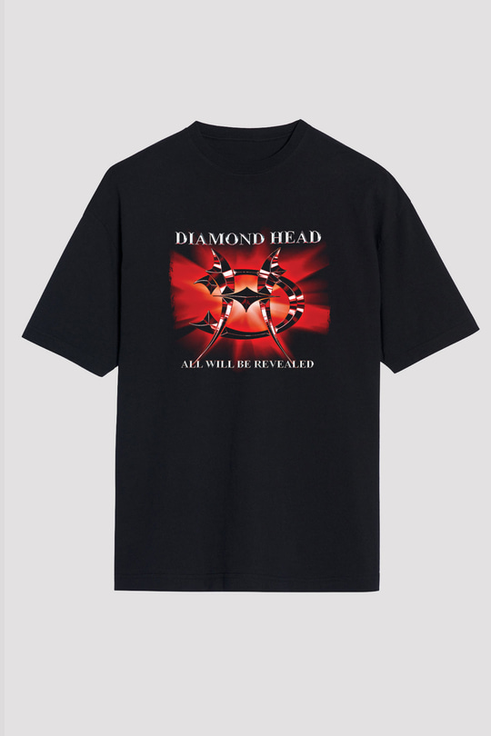 Diamond Head Baskılı Unisex Siyah Oversize Tişört