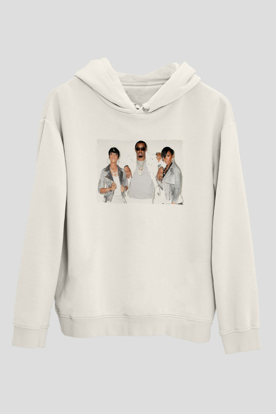 Diddy Beyaz Unisex Kapüşonlu Sweatshirt