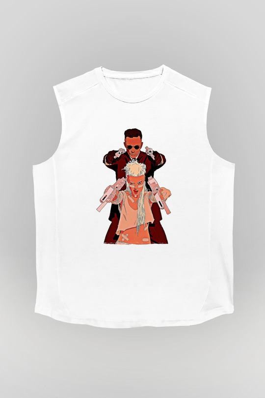 Die Antwoord Baskılı Beyaz Unisex Kolsuz Tişört - Tshirt