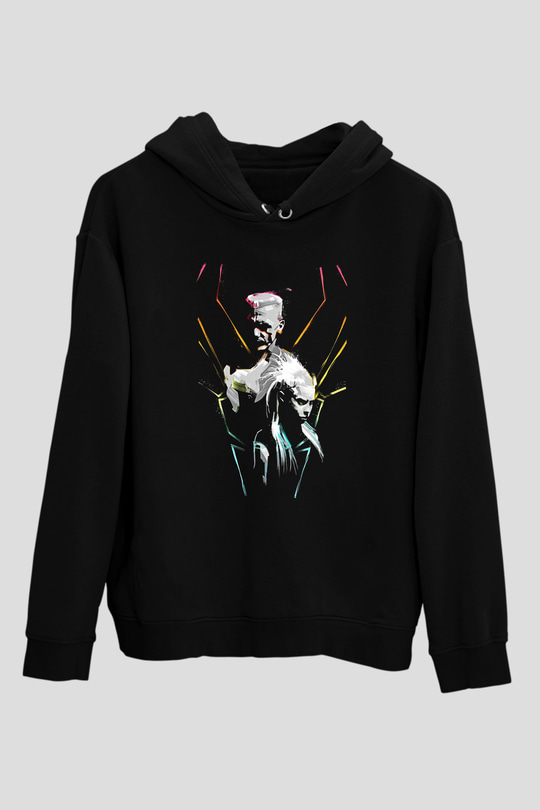 Die Antwoord Baskılı Unisex Siyah Kapüşonlu Sweatshirt