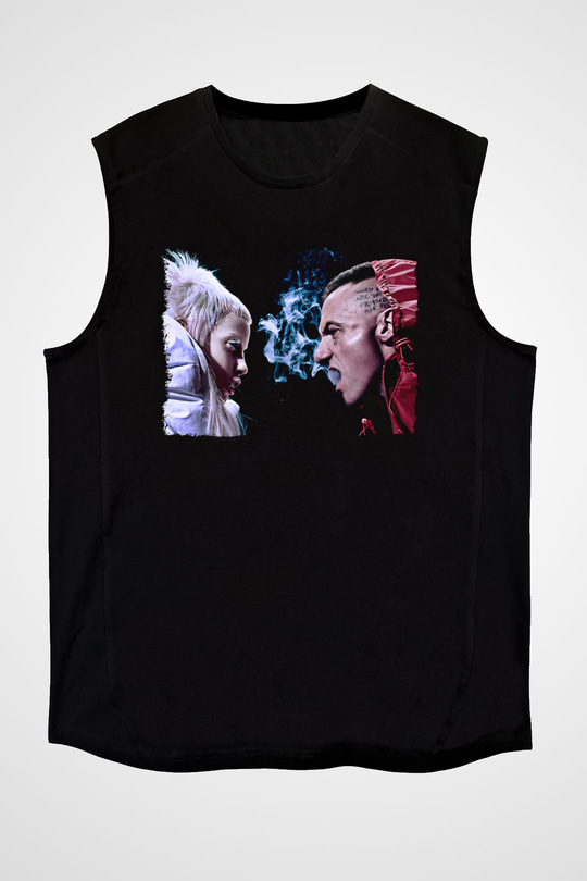 Die Antwoord Baskılı Unisex Siyah Kolsuz Tişört - Tshirt