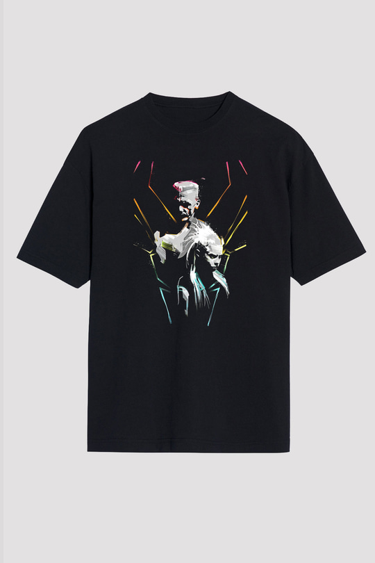Die Antwoord Baskılı Unisex Siyah Oversize Tişört - Tshirt