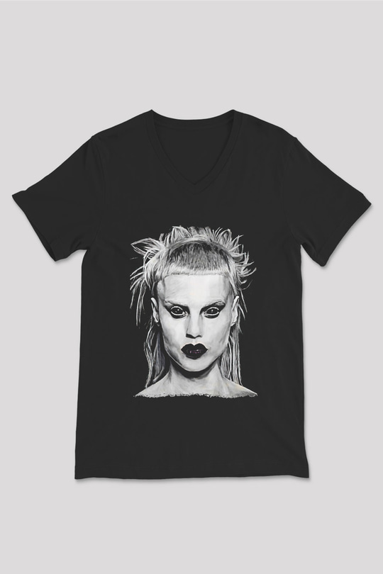 Die Antwoord Baskılı Unisex Siyah V Yaka Tişört - Tshirt