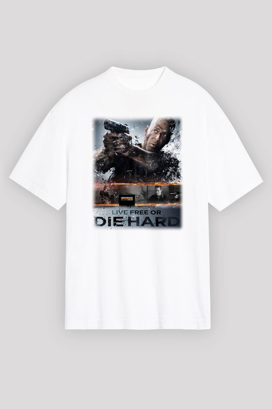 Die Hard Beyaz Unisex Oversize Tişört T-Shirt