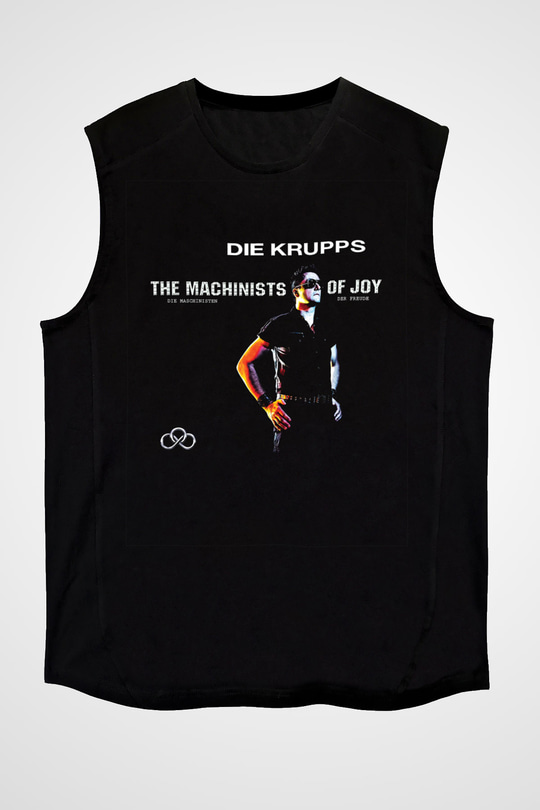 Die Krupps Baskılı Unisex Siyah Kolsuz Tişört