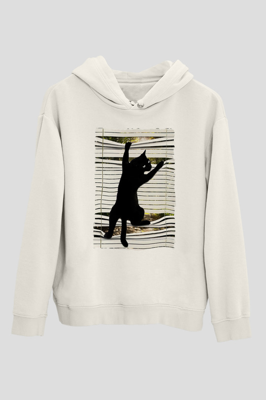 Dikizci Siyah Kedi Unisex Hoodie
