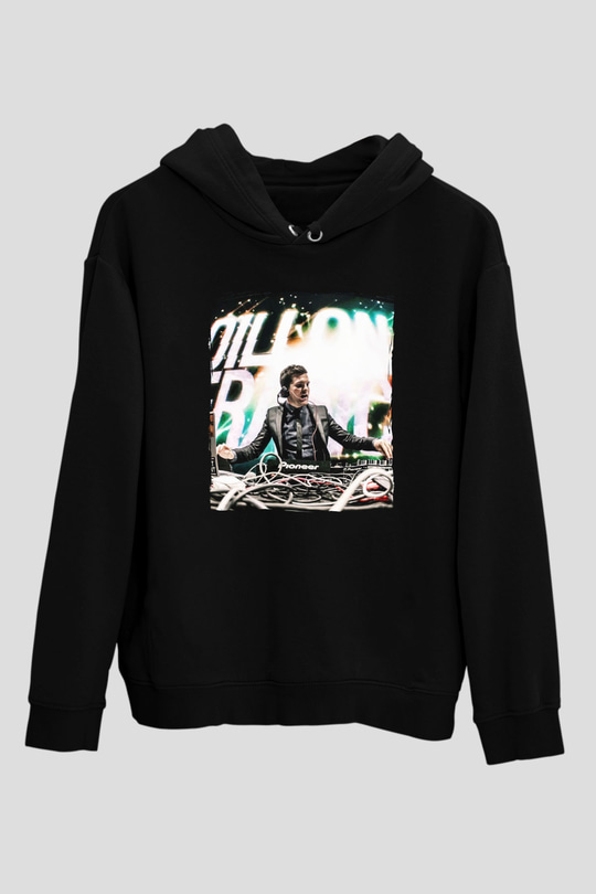 Dillion Francis Siyah Unisex Kapüşonlu Sweatshirt