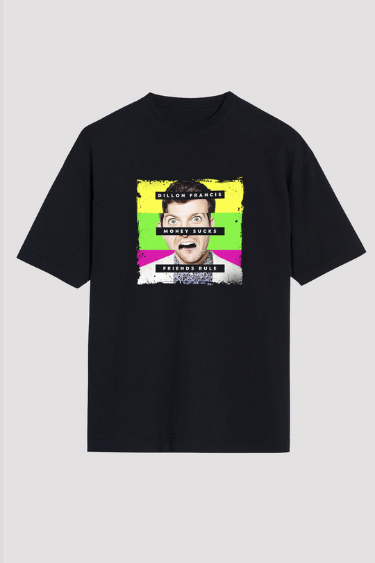 Dillon Francis Baskılı Unisex Oversize Siyah Tişört