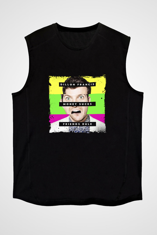 Dillon Francis Baskılı Unisex Siyah Kolsuz Tişört