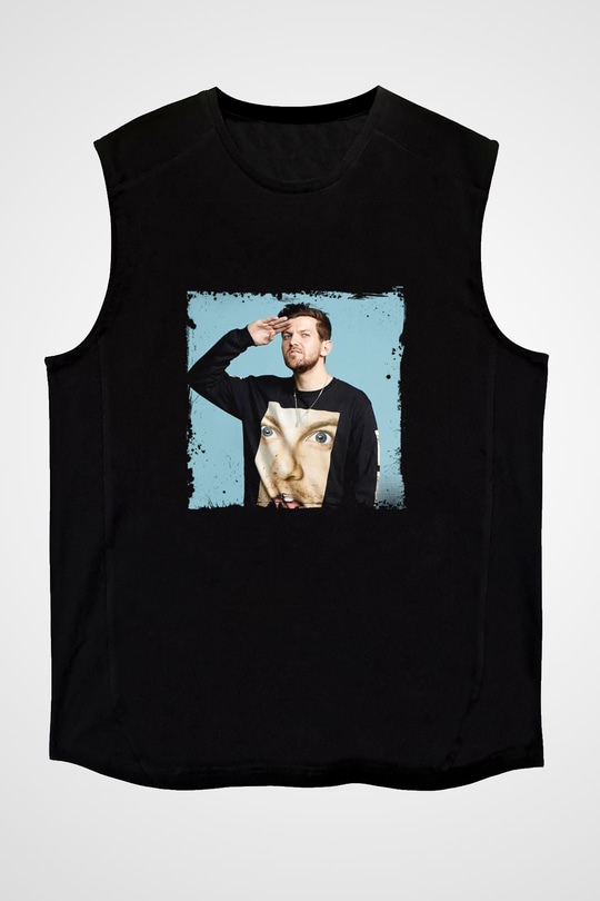 Dillon Francis Baskılı Unisex Siyah Kolsuz Tişört