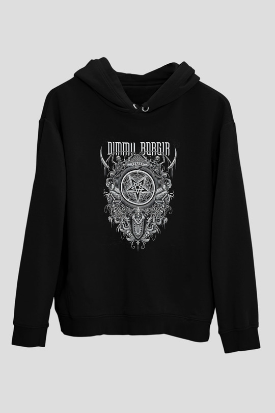 Dimmu Borgir Baskılı Unisex Siyah Kapüşonlu Sweatshirt