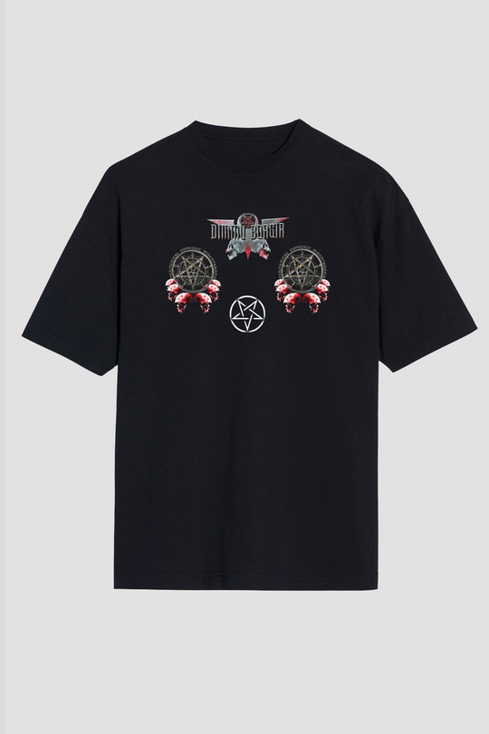 Dimmu Borgir Baskılı Unisex Siyah Oversize Tişört - Tshirt