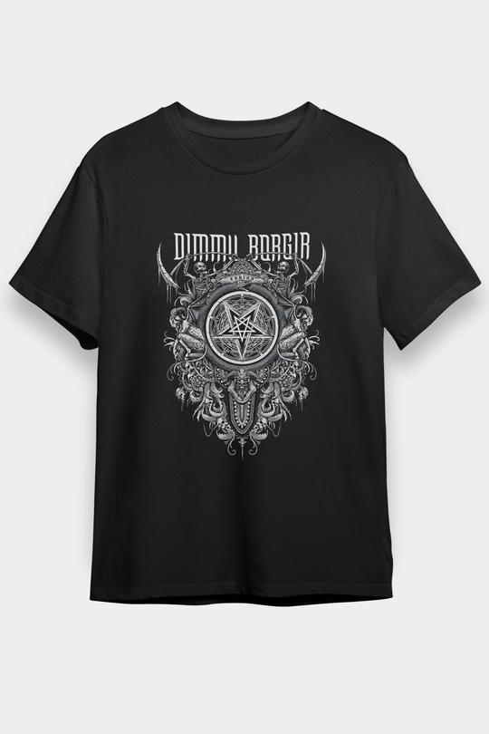 Dimmu Borgir Baskılı Unisex Siyah Tişört - Tshirt