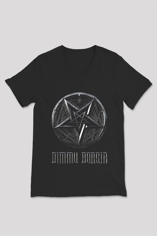 Dimmu Borgir Baskılı Unisex Siyah V Yaka Tişört - Tshirt